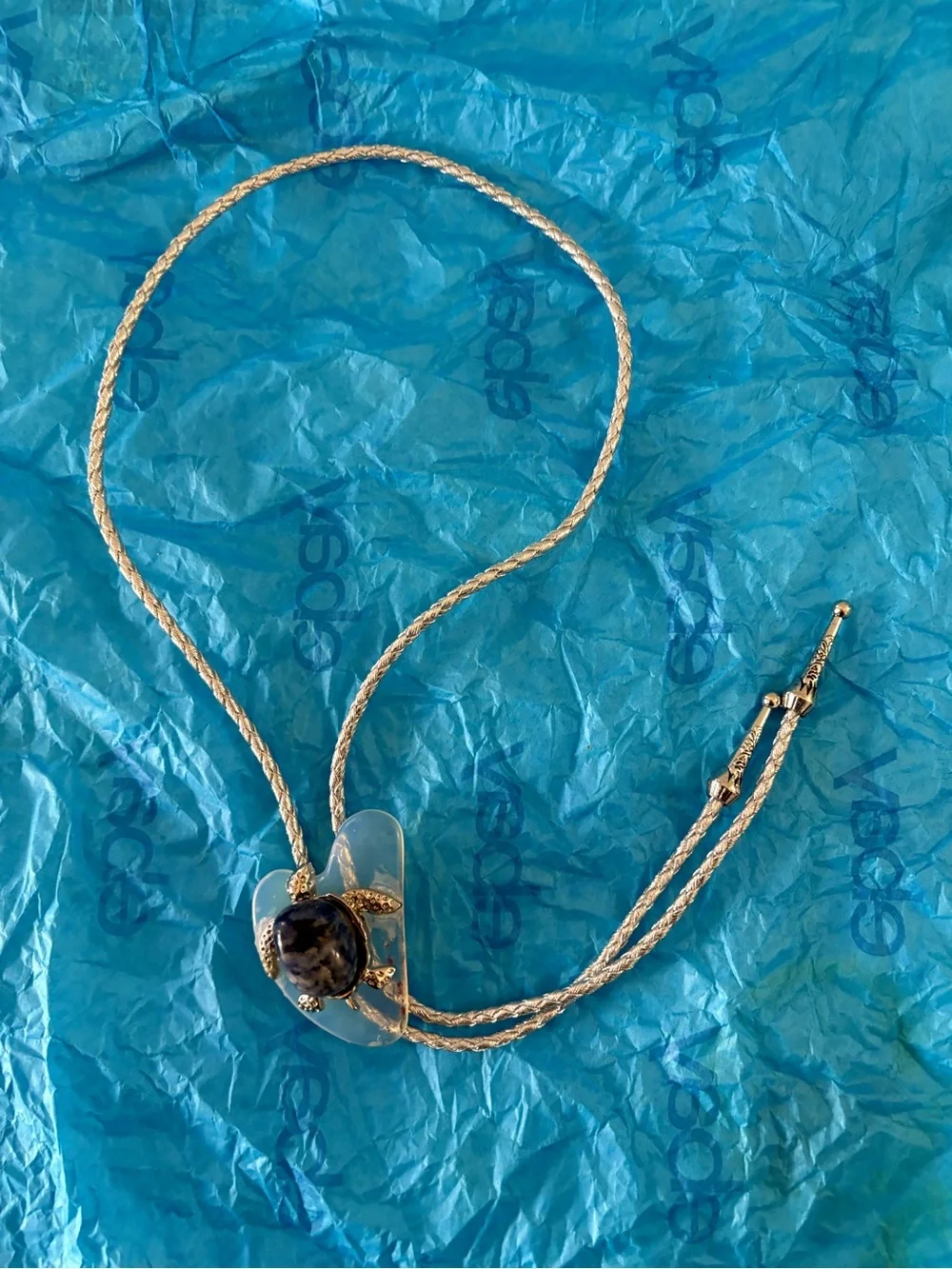Handmade Blue Turtle Pendant Necklace - Women Jewelry Bolo Tie